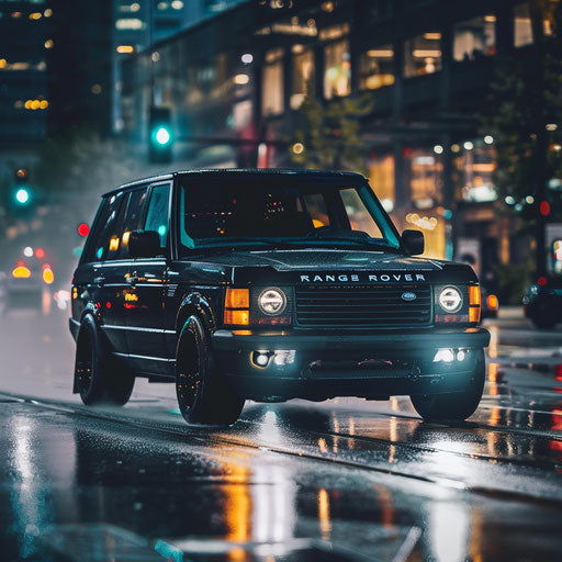 Modified SUV in the city at night