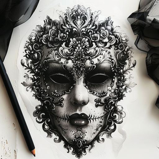 Dark and gothic mask with eerie details