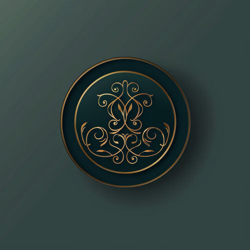 Sophisticated round logo with monogram design and dark green background