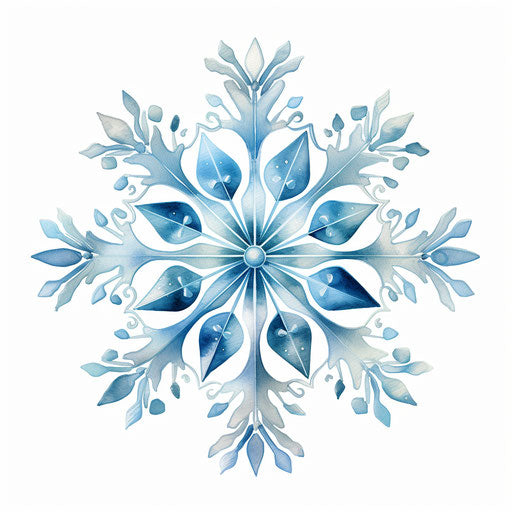 Snowflake clipart in the style of Oil painting, on a white background