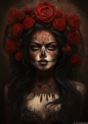 The girl with sugar skull makeup