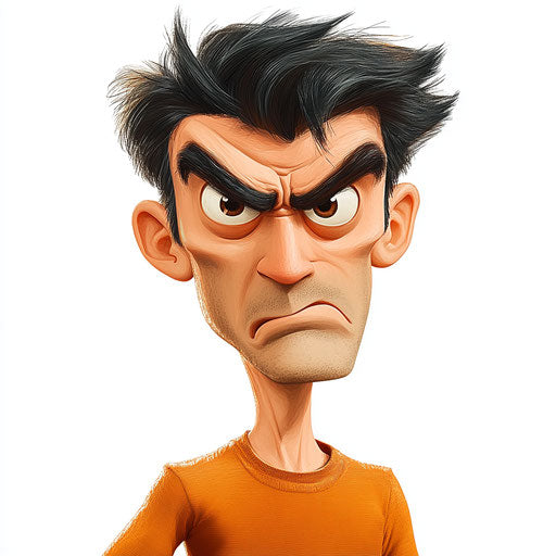 Humorous caricature of an actor, exaggerated human traits