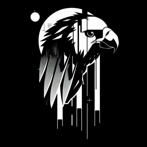 Striking logo with high-contrast black and white design