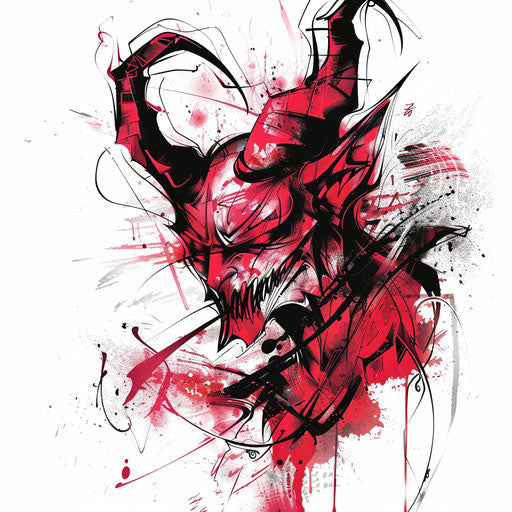 Graffiti devil tattoo art on white background