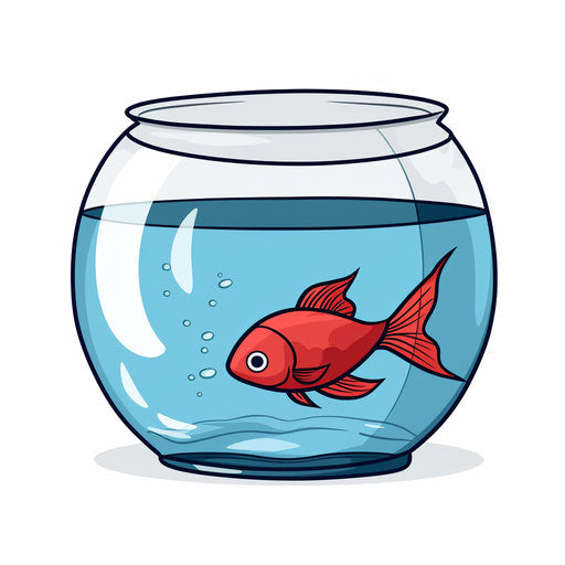 Minimalist fishbowl clipart on white background