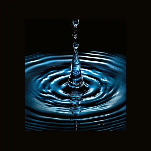 Realistic water droplet logo with ripples, purity and influence
