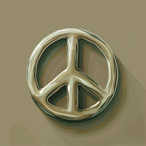 Realistic peace sign clipart on muted olive background
