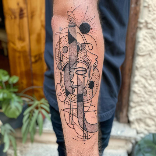 Contemporary flat tattoo sketch of an abstract art piece