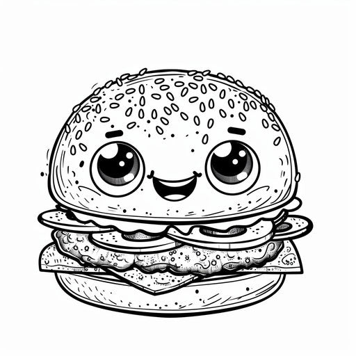 Whimsical and smiling burger