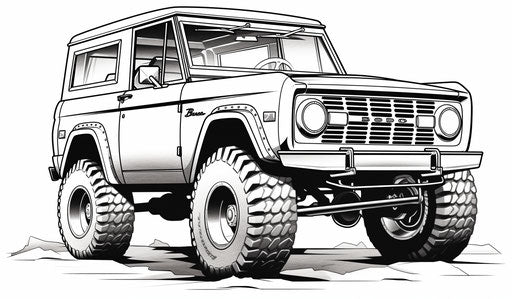 Free bronco coloring page for kids, octane render 12:7