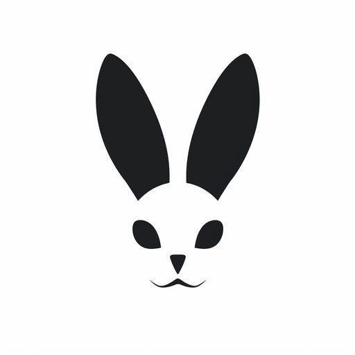 Minimalist bunny face illustration on white background