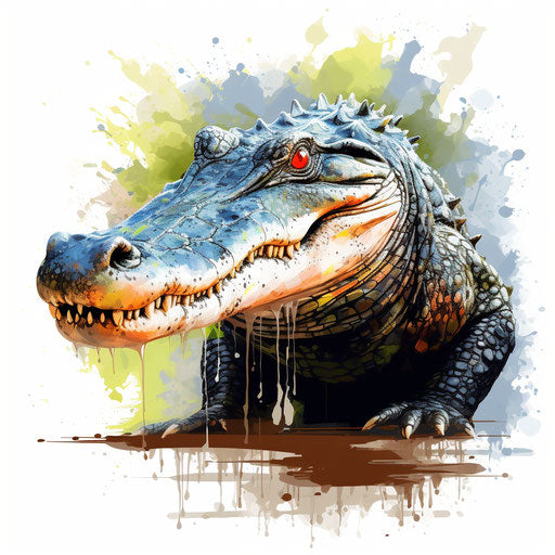 Crocodile in Oil painting style on white background