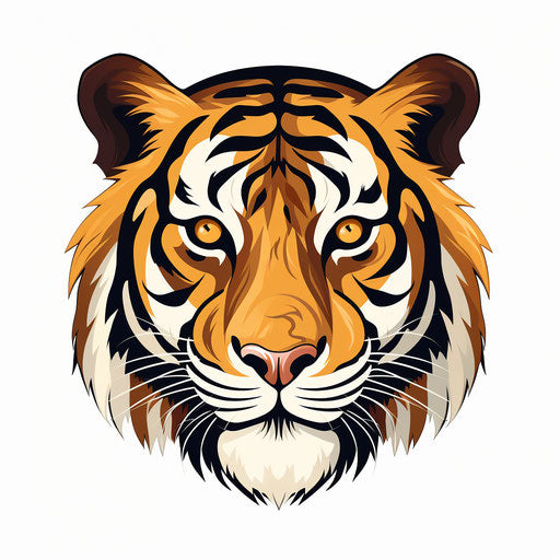 Tiger clipart in the minimalist style, on white background