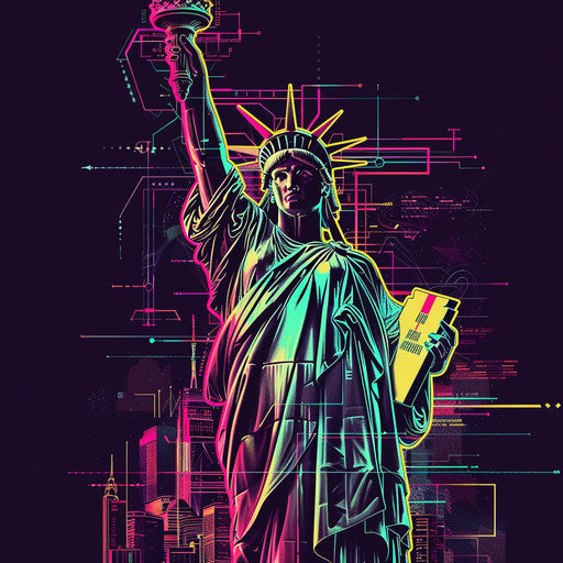 Cyberpunk tattoo sketch of the Statue of Liberty