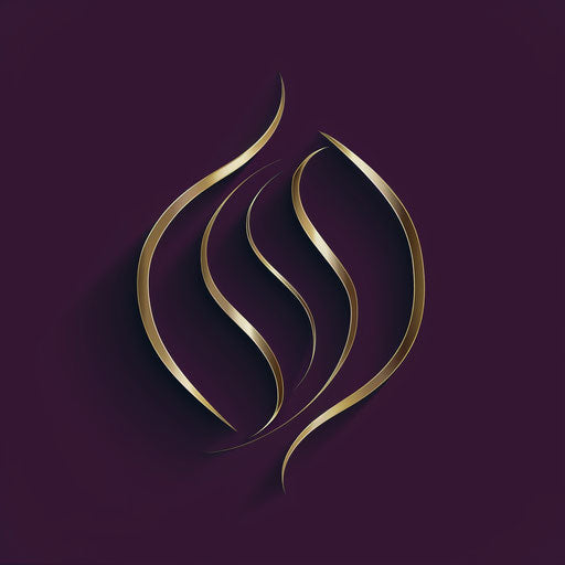 Luxury fashion logo with gold details on deep purple background