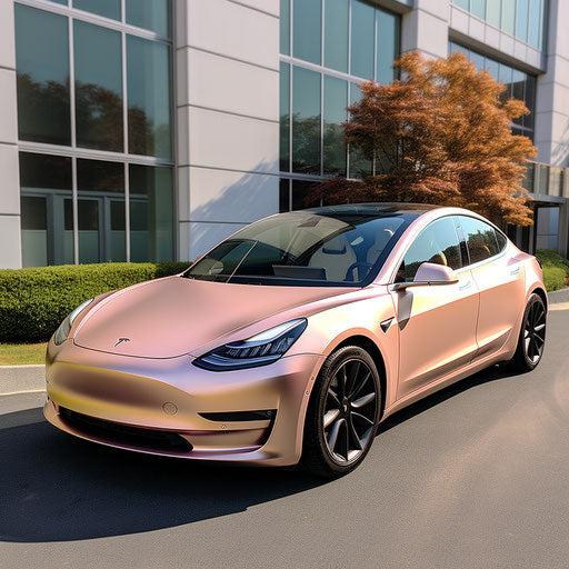 Electric car in champagne color