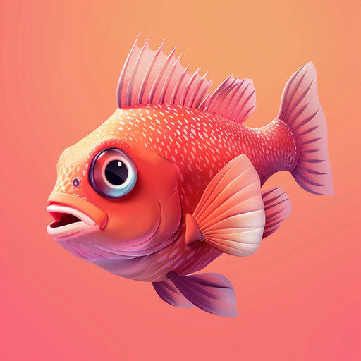 Realistic cartoon fish on vibrant coral backdrop