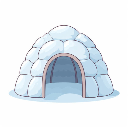 Minimalist style igloo drawing on white background