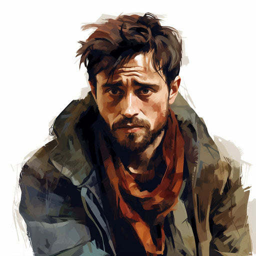 Human illustration in the style of Chiaroscuro Art, on a white background