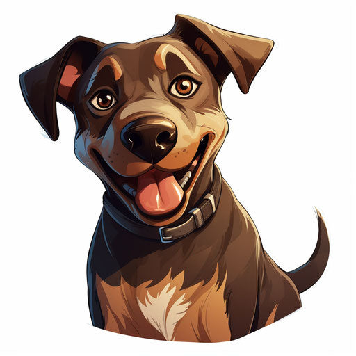 Cartoon of a dog in the style of Chiaroscuro Art on white background