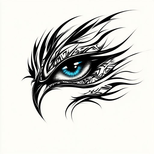 Fierce tribal dragon tattoo sketch on white background