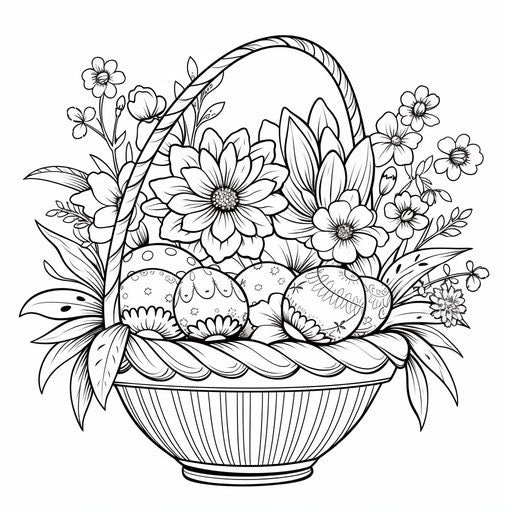 Printable cartoon Easter basket coloring page