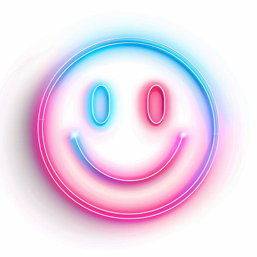 Symbol of joy and happiness with pink and blue light