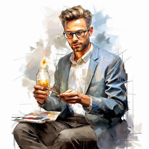 Entrepreneur illustration in the style of Oil painting