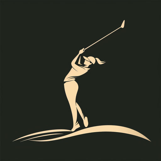 Stylish golf logo with a golfer silhouette and a black background