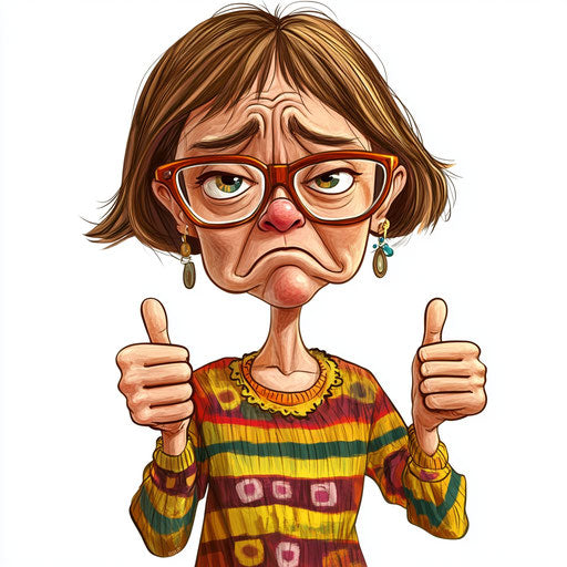 Humorous caricature of an aunt with human characteristics