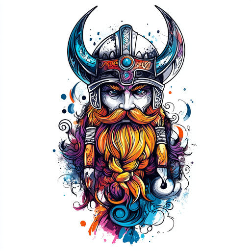 Pop art Viking sleeve tattoo sketch