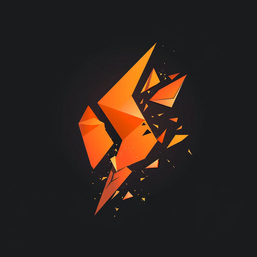 Logo concept with dynamic shattering effect on simple shape