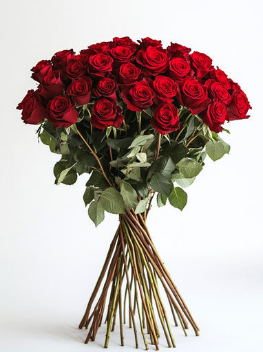 30 red roses bouquet, clipart on white background