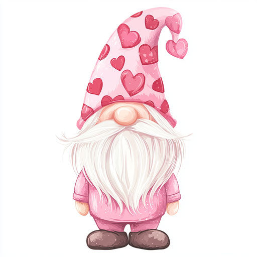 Valentine's Day gnome in a pink hat