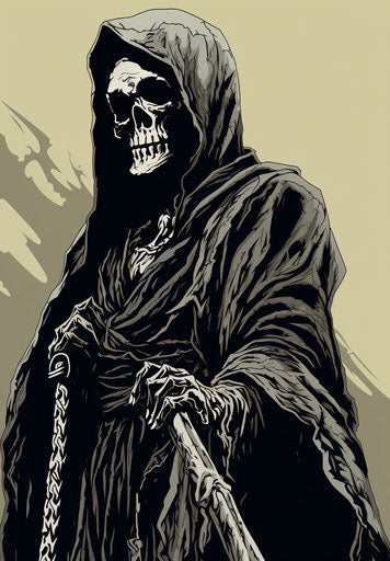 The grim reaper with a scythe, abstract art illustration