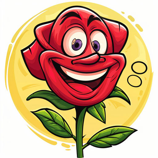 Vector PNG clipart of joyful romantic sentiment with a rose