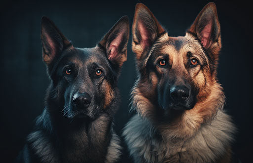 Cost of German Shepherd dogs, light red and dark blue
