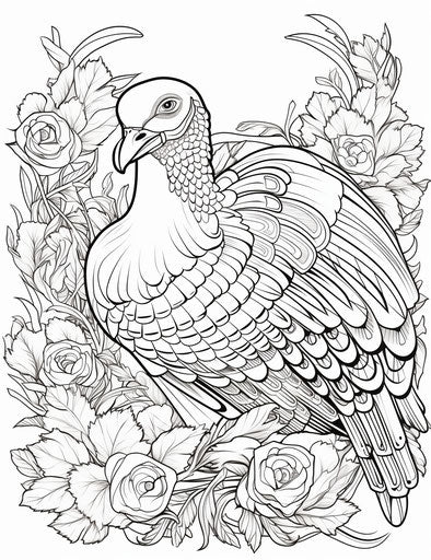 Printable collection of Thanksgiving turkey coloring pages, toy camera style, birds-eye-view, #screenshotsaturday, cottagepunk, strong facial expression, ottoman art, tender depiction of nature 24:31