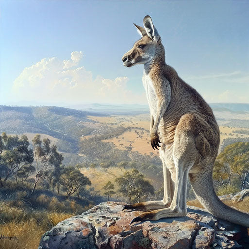 Western grey kangaroo on rocky outcrop