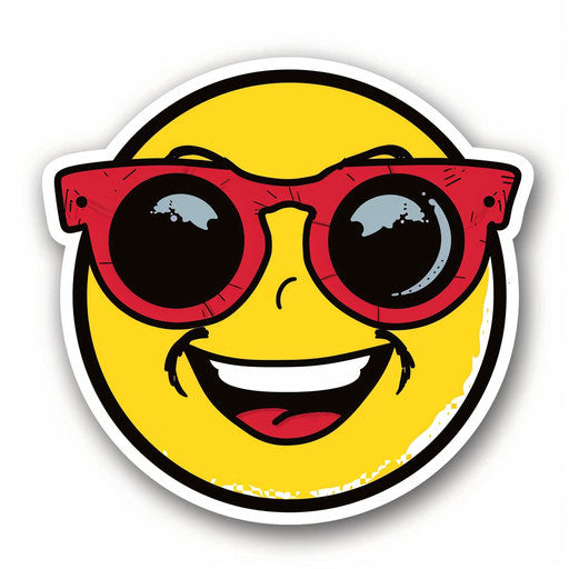 Happy smiley face sticker with sunglasses