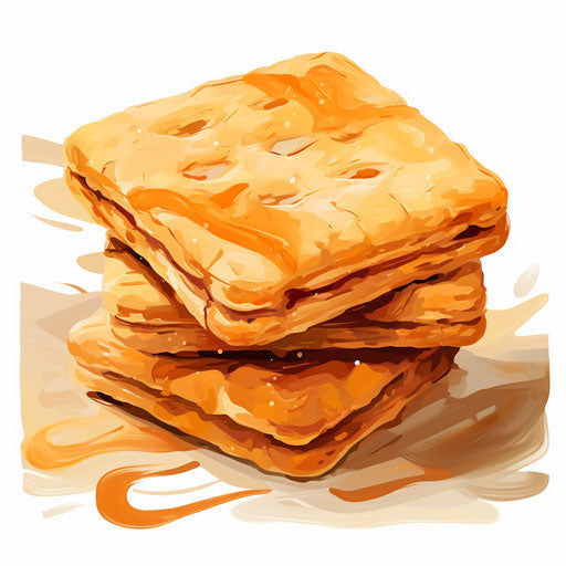 Biscuit illustration in the style of Impressionistic Art, on white background
