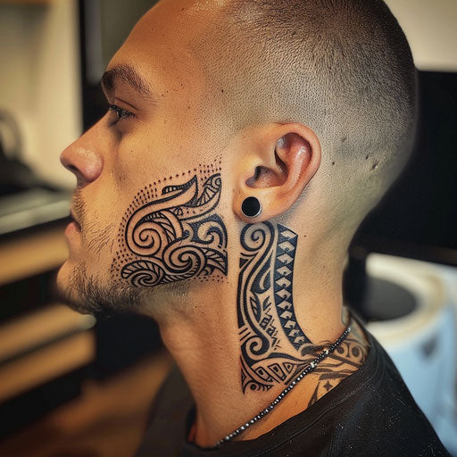 Small intricate tribal design along the jawline