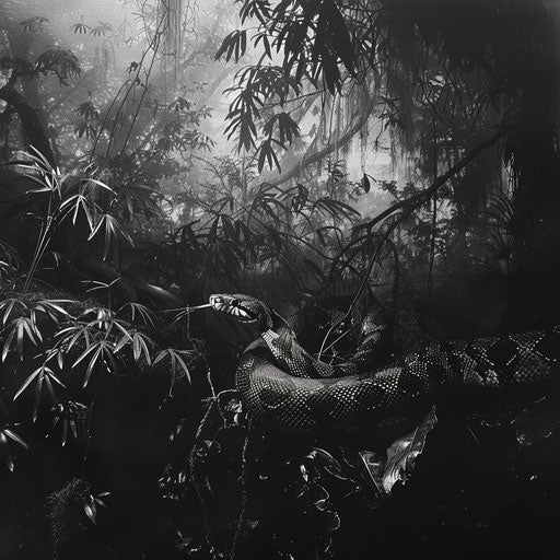 Python snake in a serene forest