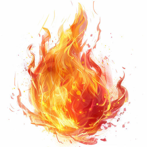 Vibrant cardboard fire on white background