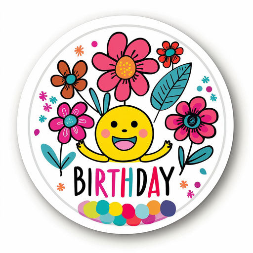 Birthday Wishes with emoji holding flowers
