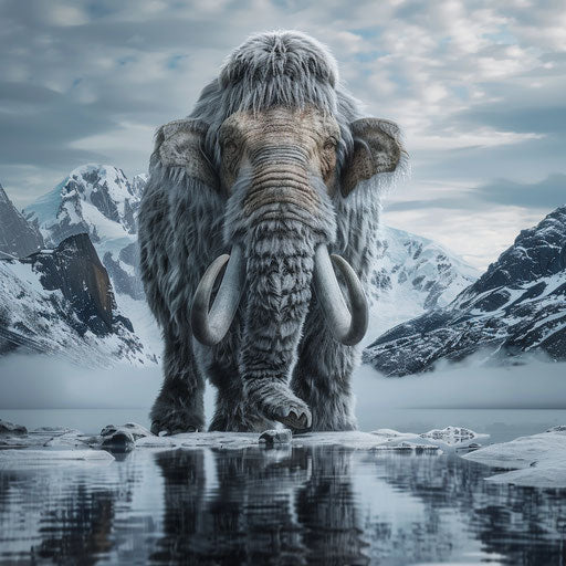 Woolly mammoth exploring environment with curiosity and detail