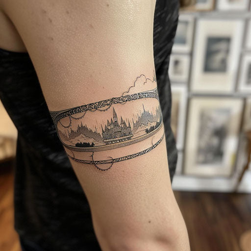 Tolkien-inspired armband tattoo, Peter Jackson style, arm