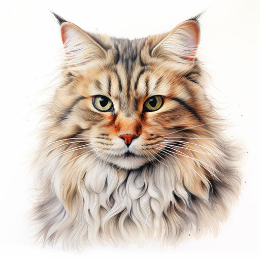 Color drawing of Siberian cat