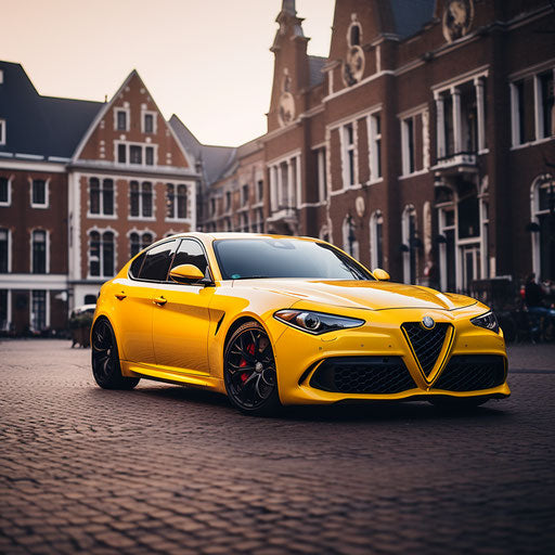 Classic Bright Yellow Alfa Romeo Giulia Quadrifoglio