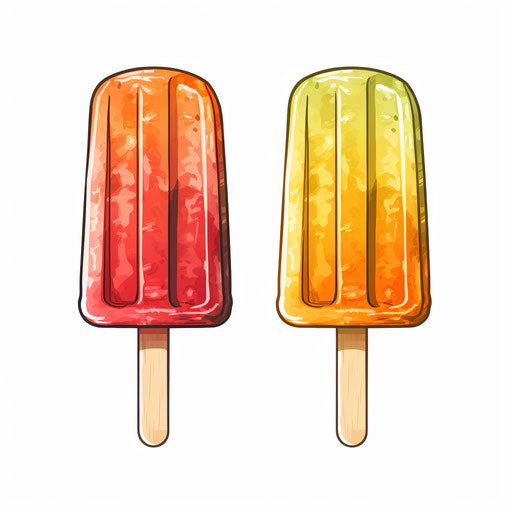Popsicle artwork in the style of Chiaroscuro Art, on a white background